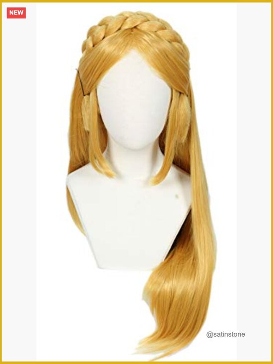 Long Blonde Wig Halloween Cosplay with 2 Elf Ears Heat Resistant